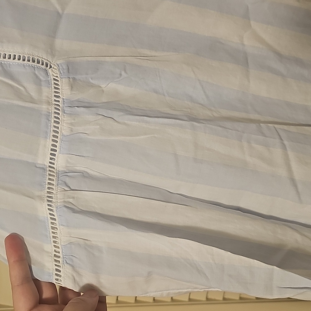 Lane Bryant Blue White Striped Boho Fringe Button-Down Shirt Size 20 - Picture 9 of 9